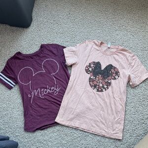 Women's Mickey Mouse Short Sleeve T-Shirt Set - Maroon and Pink